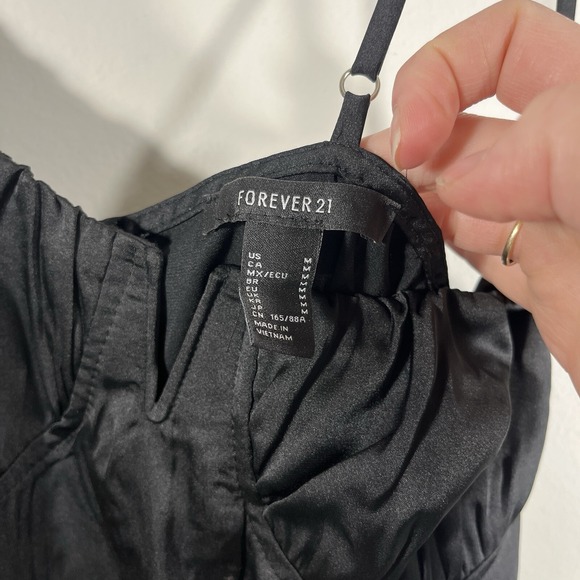 Forever 21 Black Satin Slip Dress Women's Medium - Picture 6 of 8